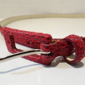 Another Line Red Reptile Leather Textured Belt Size M Skinny